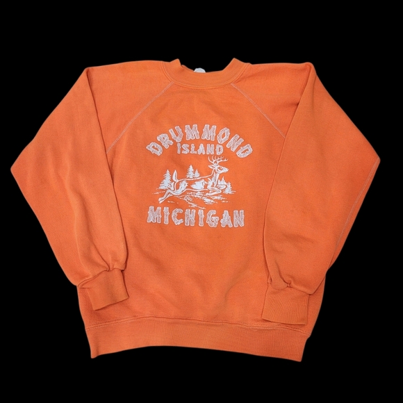 Vintage 90s Drummond Island Michigan Orange Sweatshirt Top Size: XS - Picture 2 of 5